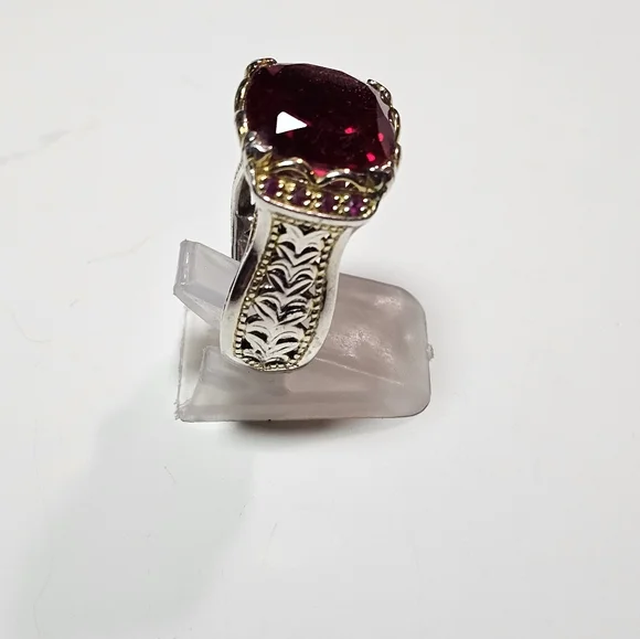 Authentic Michael Valitutti Red Quartz & Rubies Ring Sterling Silver & 18k Sz 6! - Picture 4 of 6